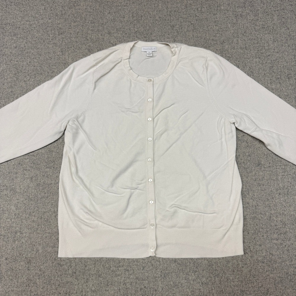 Charter Club | Cardigan Sweater | XL | Cream White | Button Front Crew Neck Knit